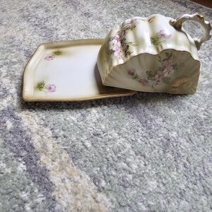 Antique Franz Anton Mehlem porcelain Cheese Keeper